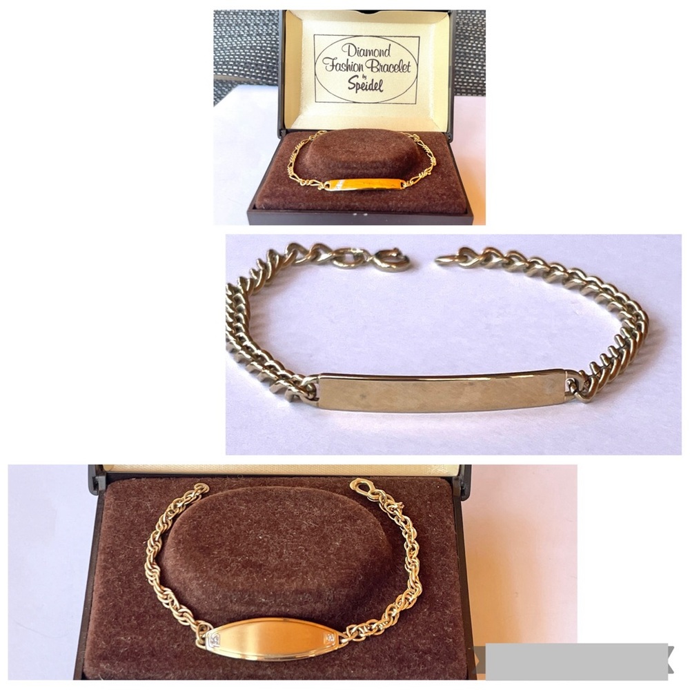 Speidel Diamond Fashion Bracelets.  Lot of 3 different styles. All gold color.